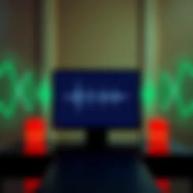 Graphic representation of sound waves being amplified