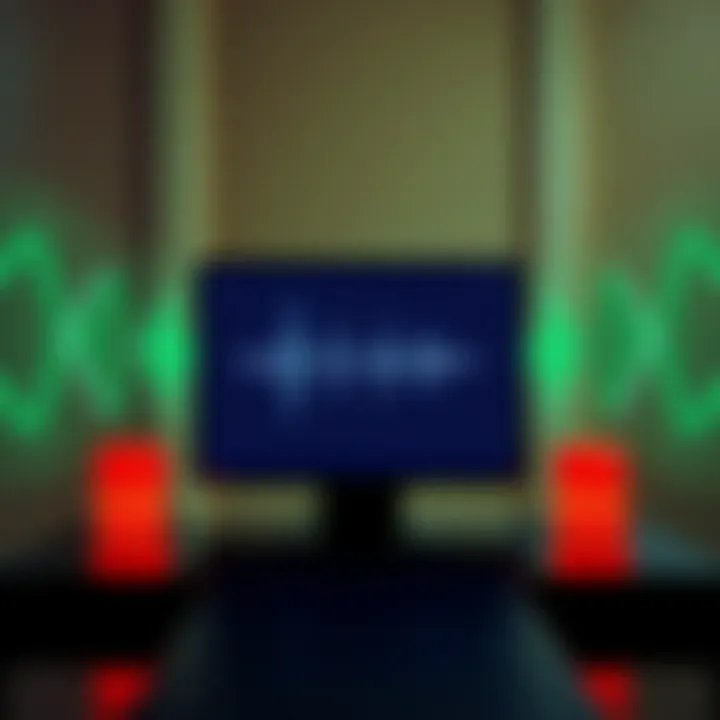 Graphic representation of sound waves being amplified